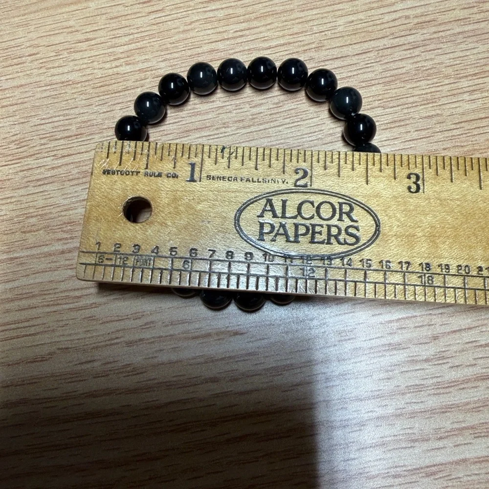 Obsidian Beaded Stretch Bracelet - Classic Minimal Style (Unisex)